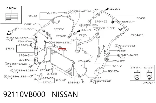 Chłodnica klimatyzacji 92110VB000 Nissan/Infiniti