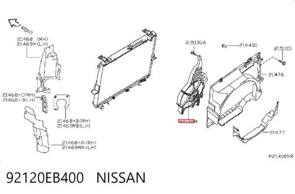 Dyfuzor chłodnicy klimatyzacji, w komplecie z wirnikiem i silnikiem 92120EB400 Nissan/Infiniti