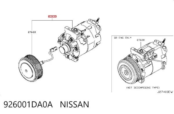 Sprężarka klimatyzacji 926001DA0A Nissan/Infiniti