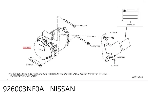 Sprężarka klimatyzacji 926003NF0A Nissan/Infiniti