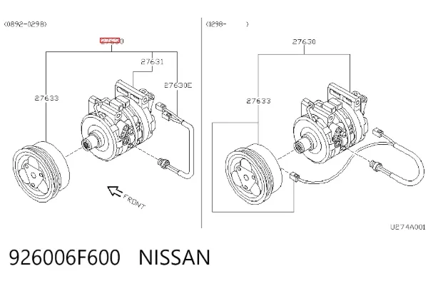 Sprężarka klimatyzacji 926006F600 Nissan/Infiniti