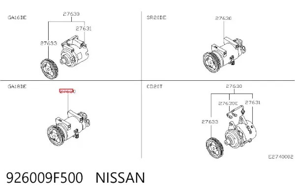 Sprężarka klimatyzacji 926009F500 Nissan/Infiniti