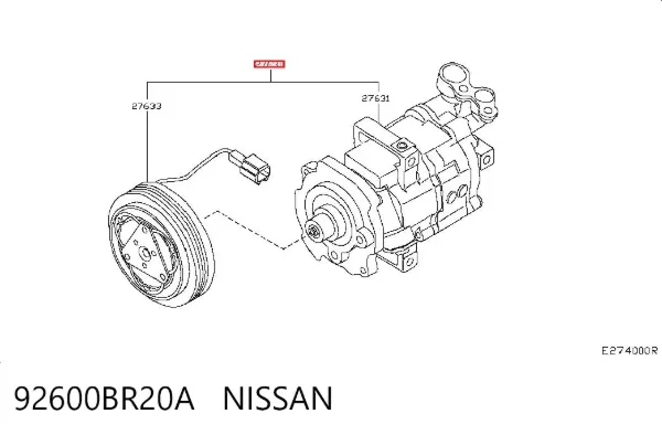 Sprężarka klimatyzacji 92600BR20A Nissan/Infiniti