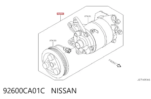 Sprężarka klimatyzacji 92600CA01C Nissan/Infiniti