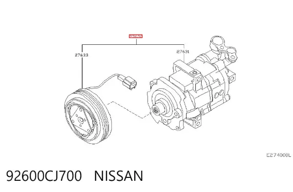 Sprężarka klimatyzacji 92600CJ700 Nissan/Infiniti
