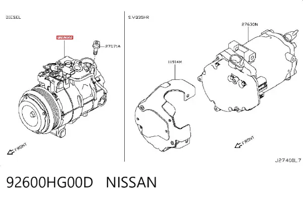 Sprężarka klimatyzacji 92600HG00D Nissan/Infiniti