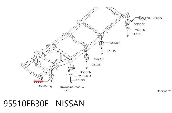 Poduszka ramy (mocowania nadwozia) 95510EB30E Nissan/Infiniti