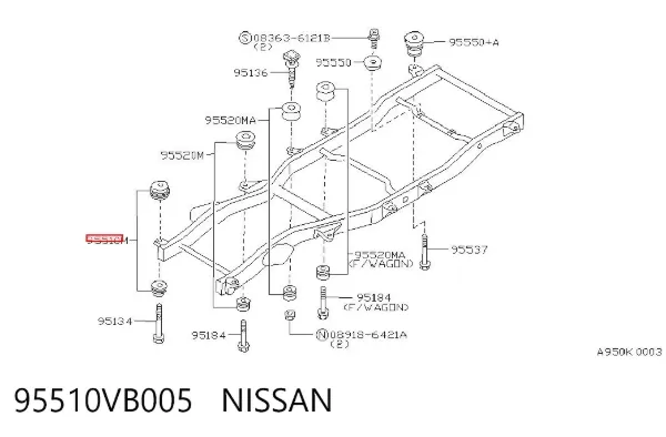 Poduszka ramy (mocowania nadwozia) 95510VB005 Nissan/Infiniti