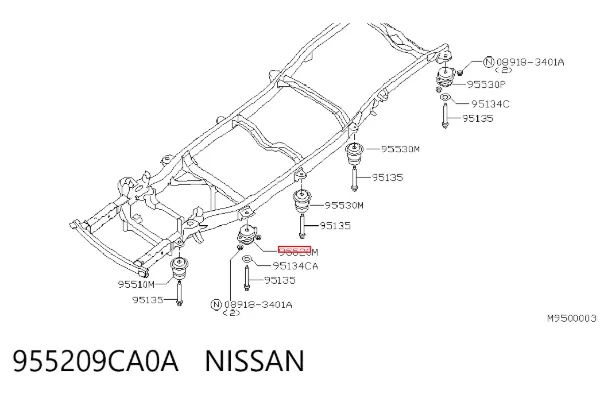 Poduszka ramy (mocowania nadwozia) 955209CA0A Nissan/Infiniti