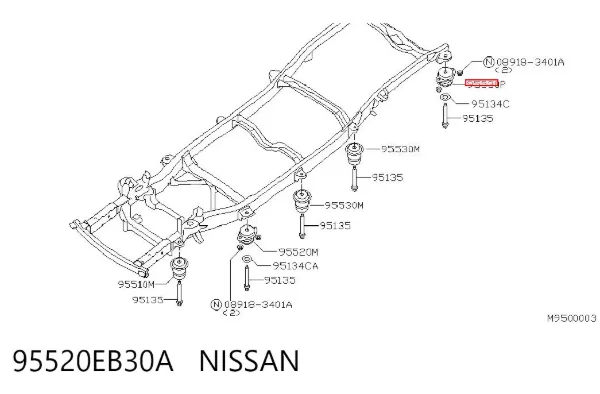Poduszka ramy (mocowania nadwozia) 95520EB30A Nissan/Infiniti