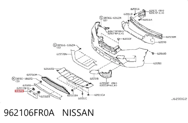 Ramka do mocowania przedniej tablicy rejestracyjnej 962106FR0A Nissan/Infiniti