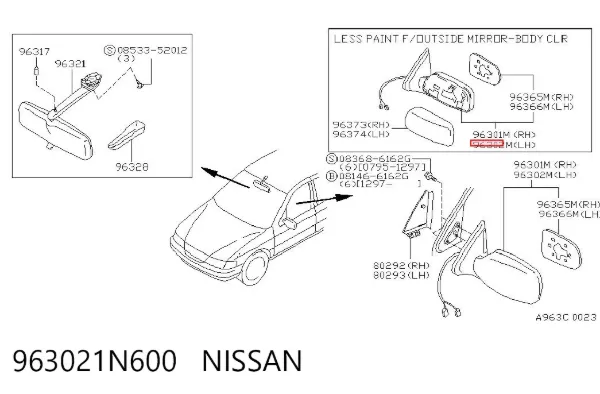 Lusterko wsteczne lewe 963021N600 Nissan/Infiniti
