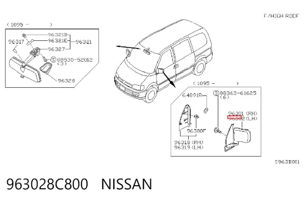 Lusterko wsteczne lewe Nissan Serena C23