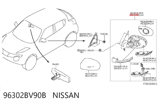 Lusterko wsteczne lewe Nissan JUKE NMUK