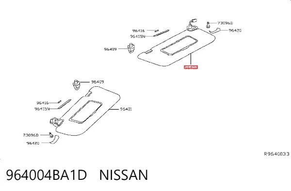 Osłona przeciwsłoneczna Nissan Rogue T32U