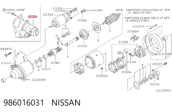 Rozrusznik 986016031 Nissan/Infiniti