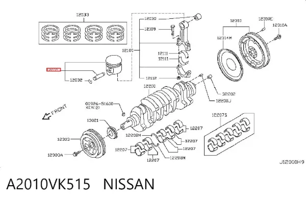 Tłok, komplet do jednego cylindru, STD A2010VK515 Nissan/Infiniti