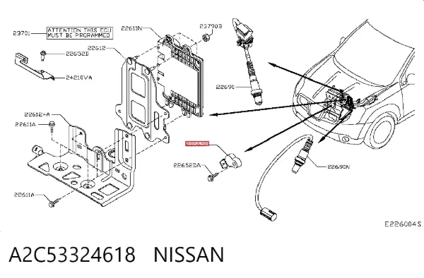 Czujnik stukowy (czujnik spalania stukowego) A2C53324618 Nissan/Infiniti