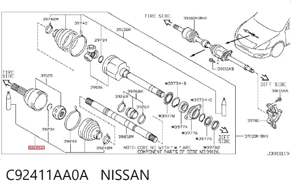 Osłona przegubu homokinetycznego półosi przedniej zewnętrzna Nissan Teana J32