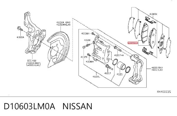 Klocki hamulcowe przednie tarczowe D10603LM0A Nissan/Infiniti