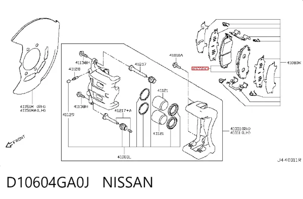 Klocki hamulcowe przednie tarczowe D10604GA0J Nissan/Infiniti