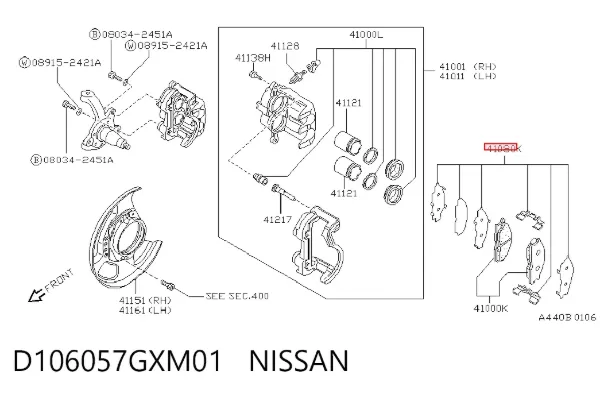 Klocki hamulcowe przednie tarczowe D106057GXM01 Nissan/Infiniti