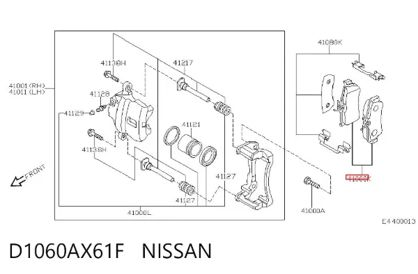 Klocki hamulcowe przednie tarczowe D1060AX61F Nissan/Infiniti