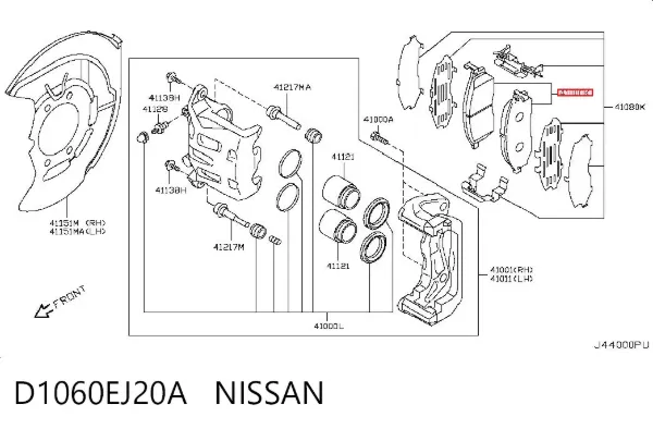 Klocki hamulcowe przednie tarczowe D1060EJ20A Nissan/Infiniti