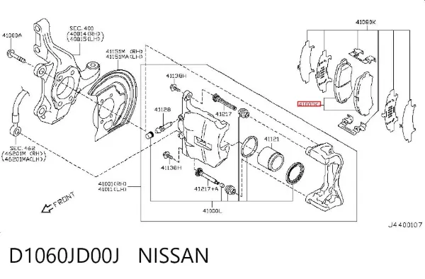 Klocki hamulcowe przednie tarczowe D1060JD00J Nissan/Infiniti