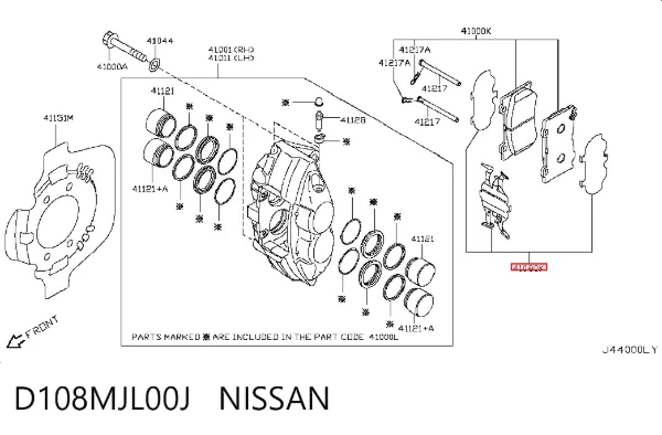Podkładka przeciwpiskowa mocowania klocków hamulcowych przednia D108MJL00J Nissan/Infiniti