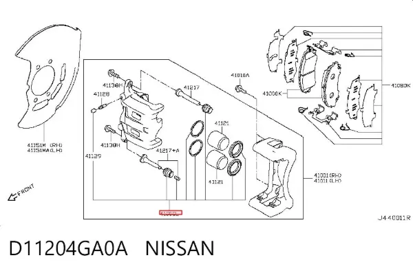 Zestaw naprawczy zacisku hamulcowego przedniego D11204GA0A Nissan/Infiniti