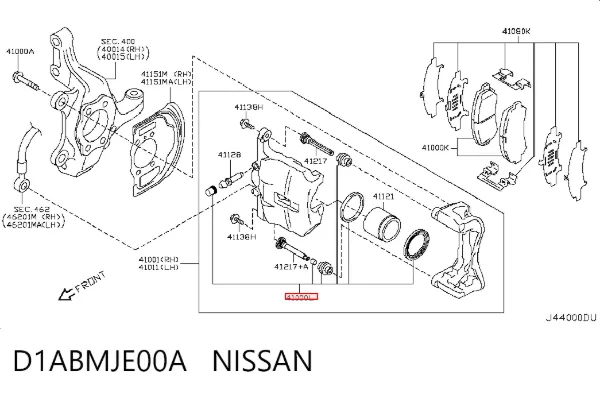 Zestaw naprawczy zacisku hamulcowego przedniego D1ABMJE00A Nissan/Infiniti