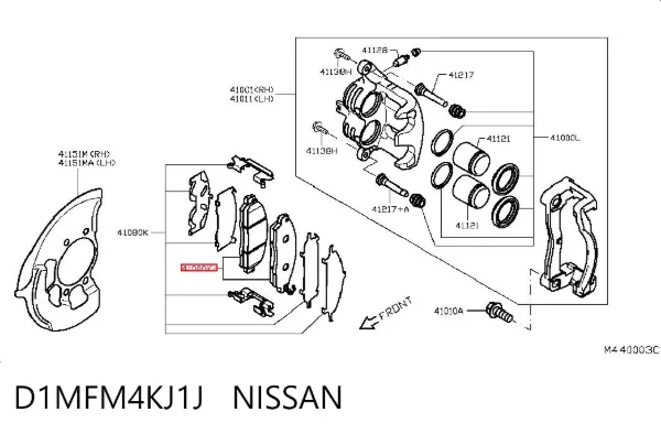 Klocki hamulcowe przednie tarczowe D1MFM4KJ1J Nissan/Infiniti