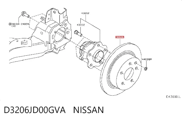 Tarcza hamulcowa tylna D3206JD00GVA Nissan/Infiniti