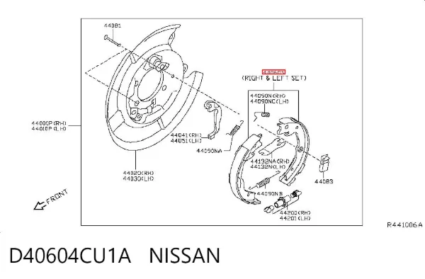 Klocki hamulca ręcznego Nissan Rogue T32U