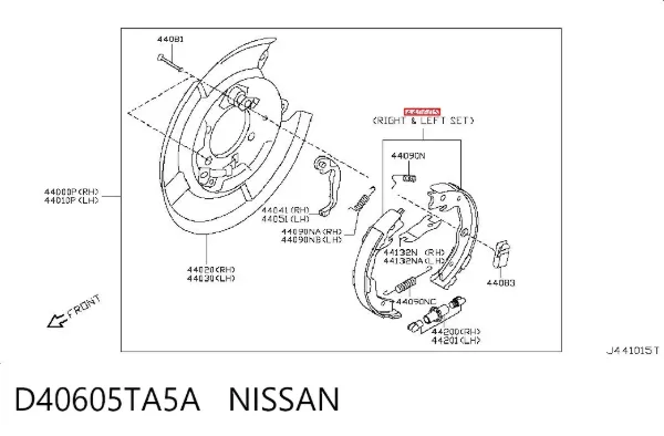 Klocki hamulca ręcznego D40605TA5A Nissan/Infiniti