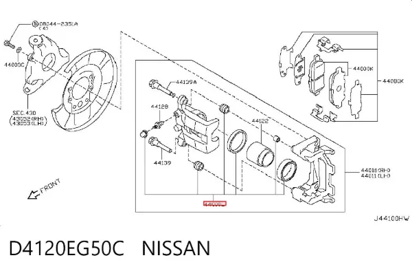 Zestaw naprawczy zacisku hamulcowego tylnego D4120EG50C Nissan/Infiniti
