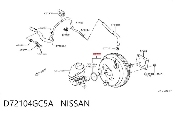 Wzmacniacz próżniowy hamulców D72104GC5A Nissan/Infiniti