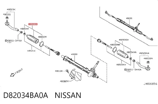 Osłona mechanizmu kierowniczego (maglownicy) D82034BA0A Nissan/Infiniti