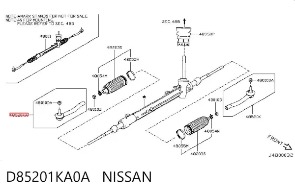 Końcówka drążka kierowniczego zewnętrzna D85201KA0A Nissan/Infiniti