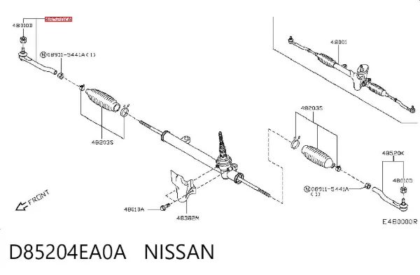 Końcówka drążka kierowniczego zewnętrzna D85204EA0A Nissan/Infiniti