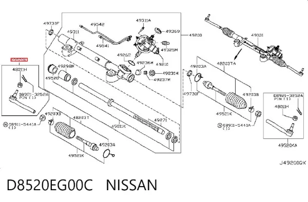 Końcówka drążka kierowniczego zewnętrzna D8520EG00C Nissan/Infiniti