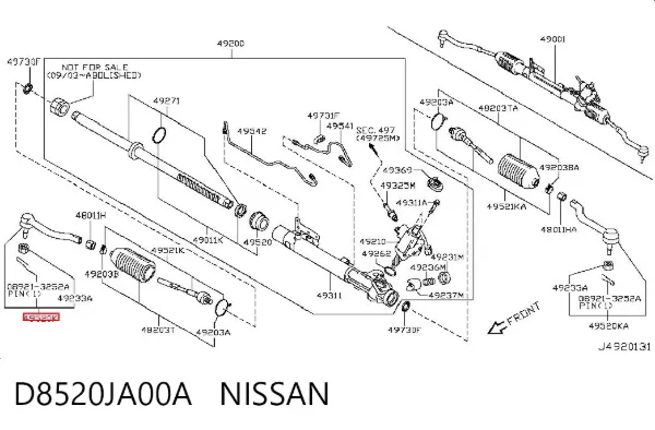 Końcówka drążka kierowniczego zewnętrzna D8520JA00A Nissan/Infiniti