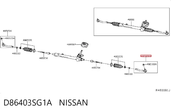 Końcówka drążka kierowniczego zewnętrzna D86403SG1A Nissan/Infiniti