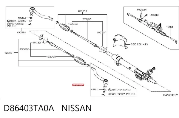 Końcówka drążka kierowniczego zewnętrzna D86403TA0A Nissan/Infiniti