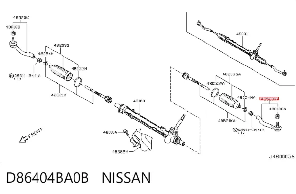 Końcówka drążka kierowniczego zewnętrzna D86404BA0B Nissan/Infiniti