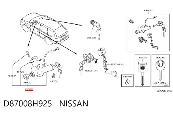 Stacyjka zapłonowa Nissan X-Trail T30