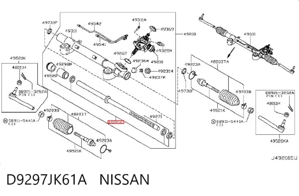 Zestaw naprawczy maglownicy (mechanizmu) (zestaw uszczelniaczy) D9297JK61A Nissan/Infiniti