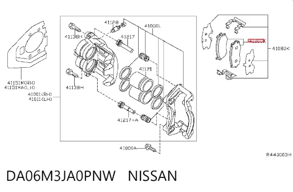 Klocki hamulcowe przednie tarczowe DA06M3JA0PNW Nissan/Infiniti