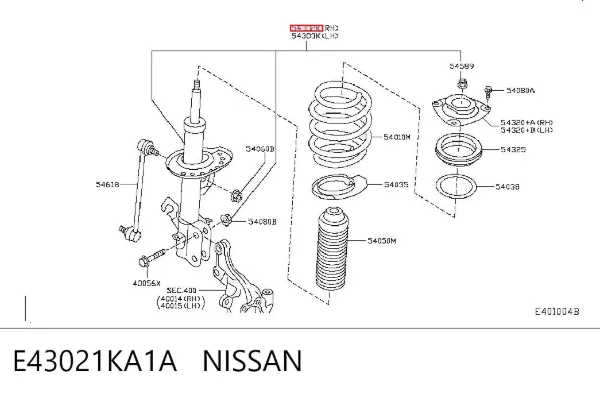 Amortyzator przedni prawy E43021KA1A Nissan/Infiniti